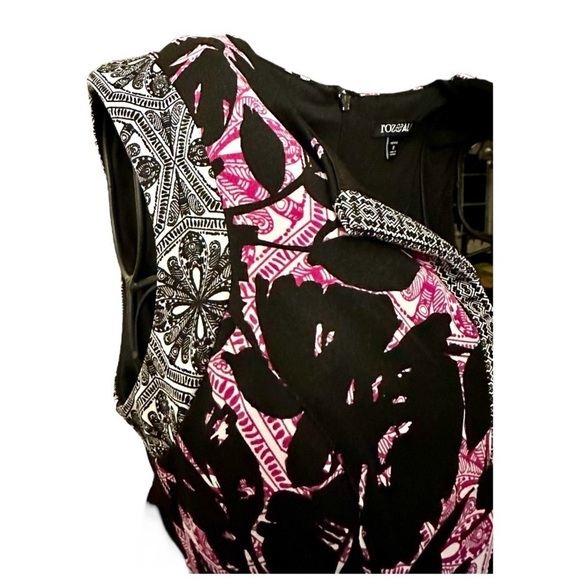ROZ & ALI, NWOT, WOMENS, SLEEVELESS DRESS IN BLACK, PINK & WHITE. SIZE 8P - Picture 4 of 10